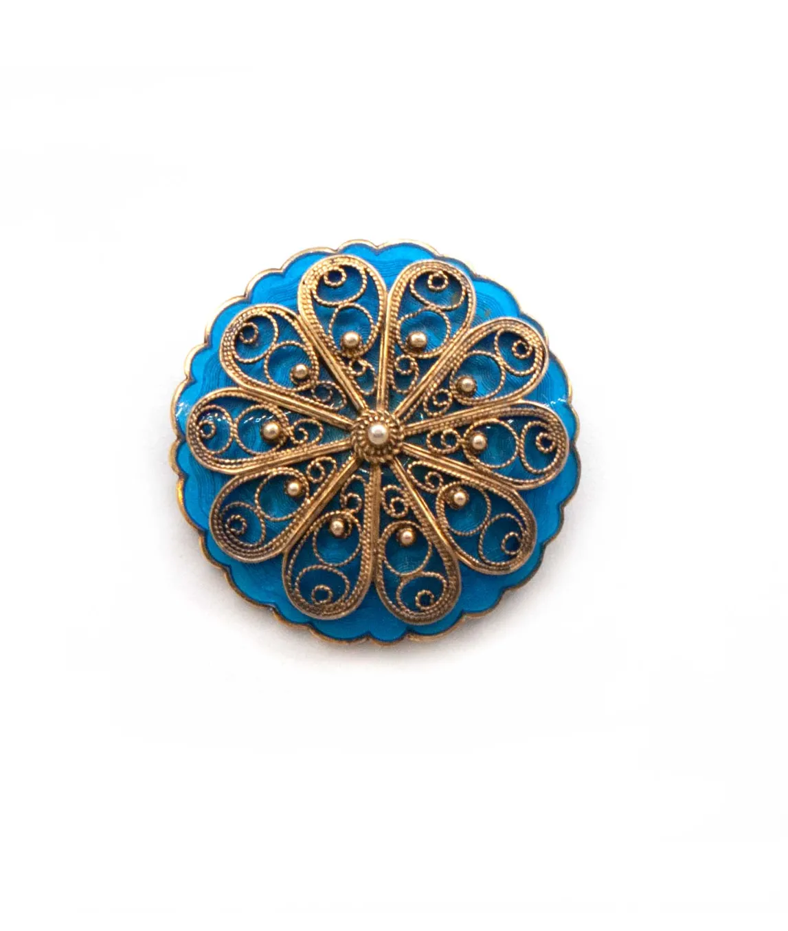 Blue enamel brooch by Norwegian jeweller Ivar T Holth