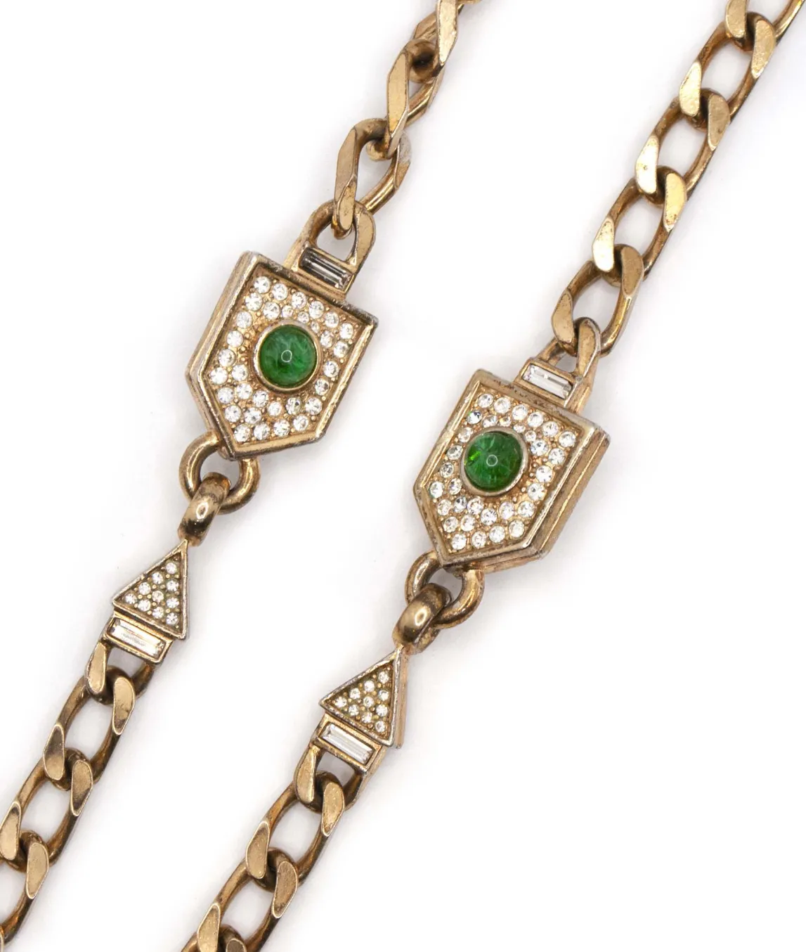 Christian Dior Opera Length Chain with Green glass cabochons