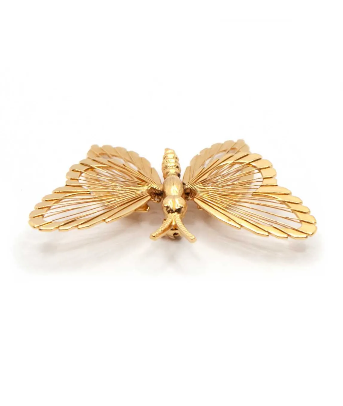 Gold tone butterfly brooch pin by Monet profile from front