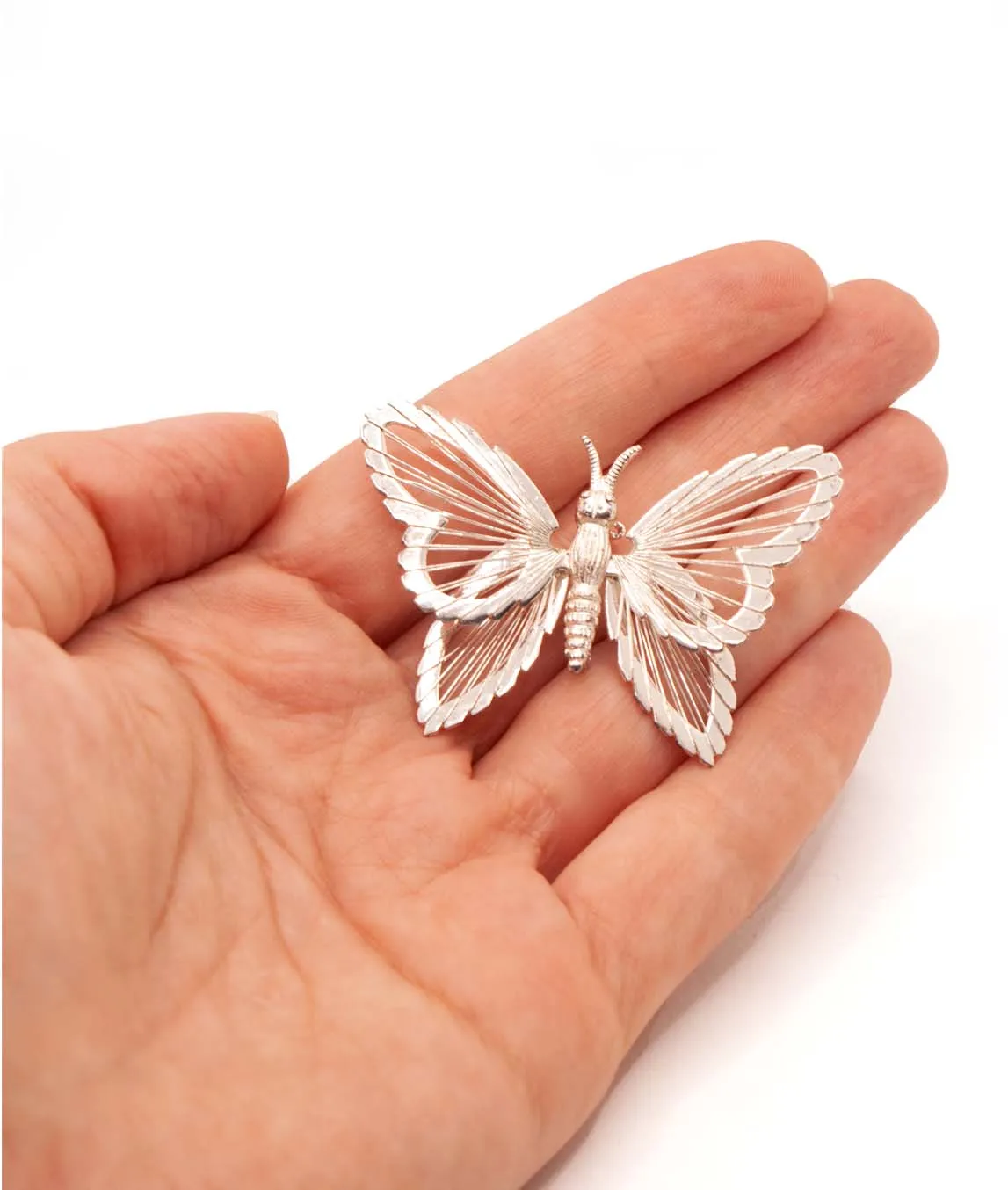 Monet Silver Tone Wire Butterfly Pin