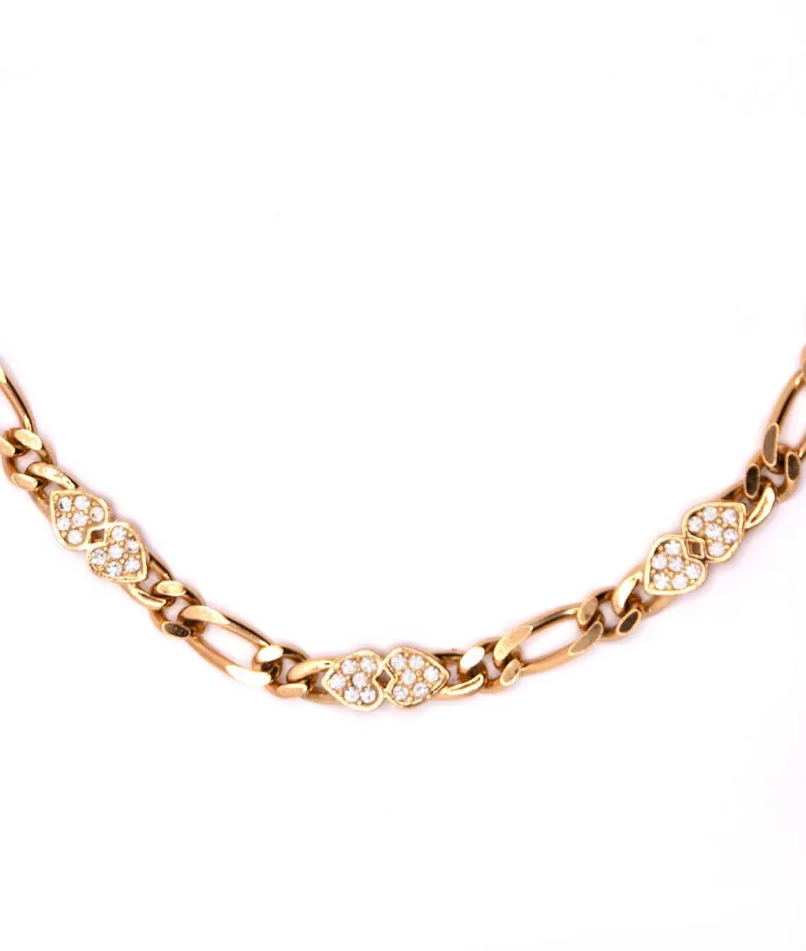 Rhinestone-set  hearts on gold tone necklace by Grosse of Christian Dior