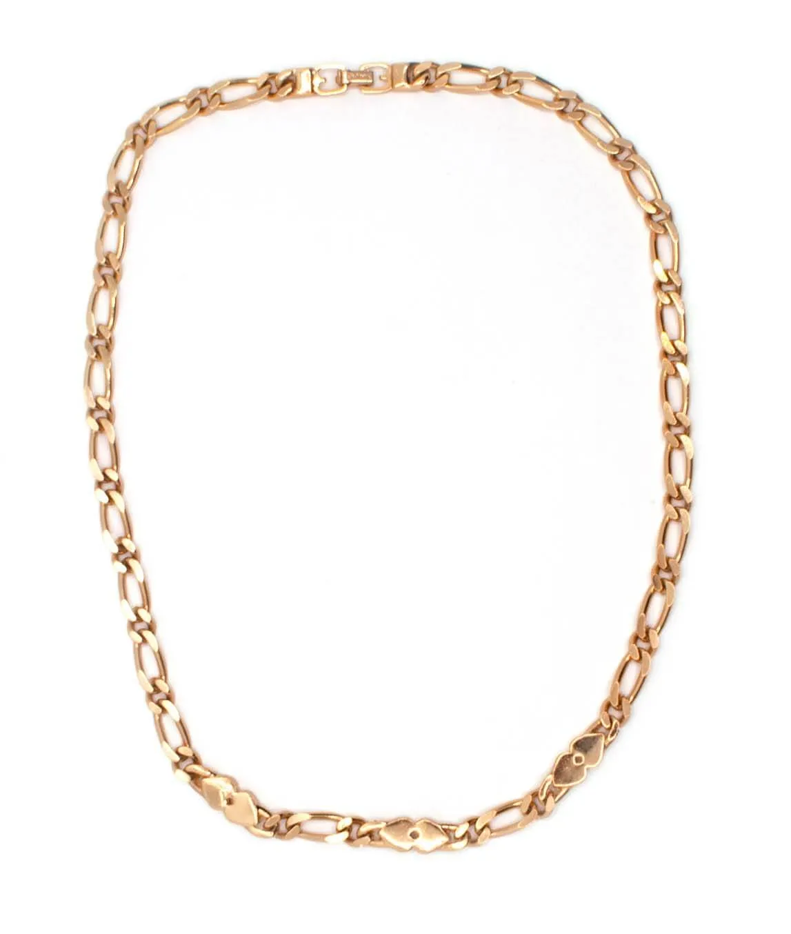 Fancy link gold tone chain necklace by Grosse with crystal hearts