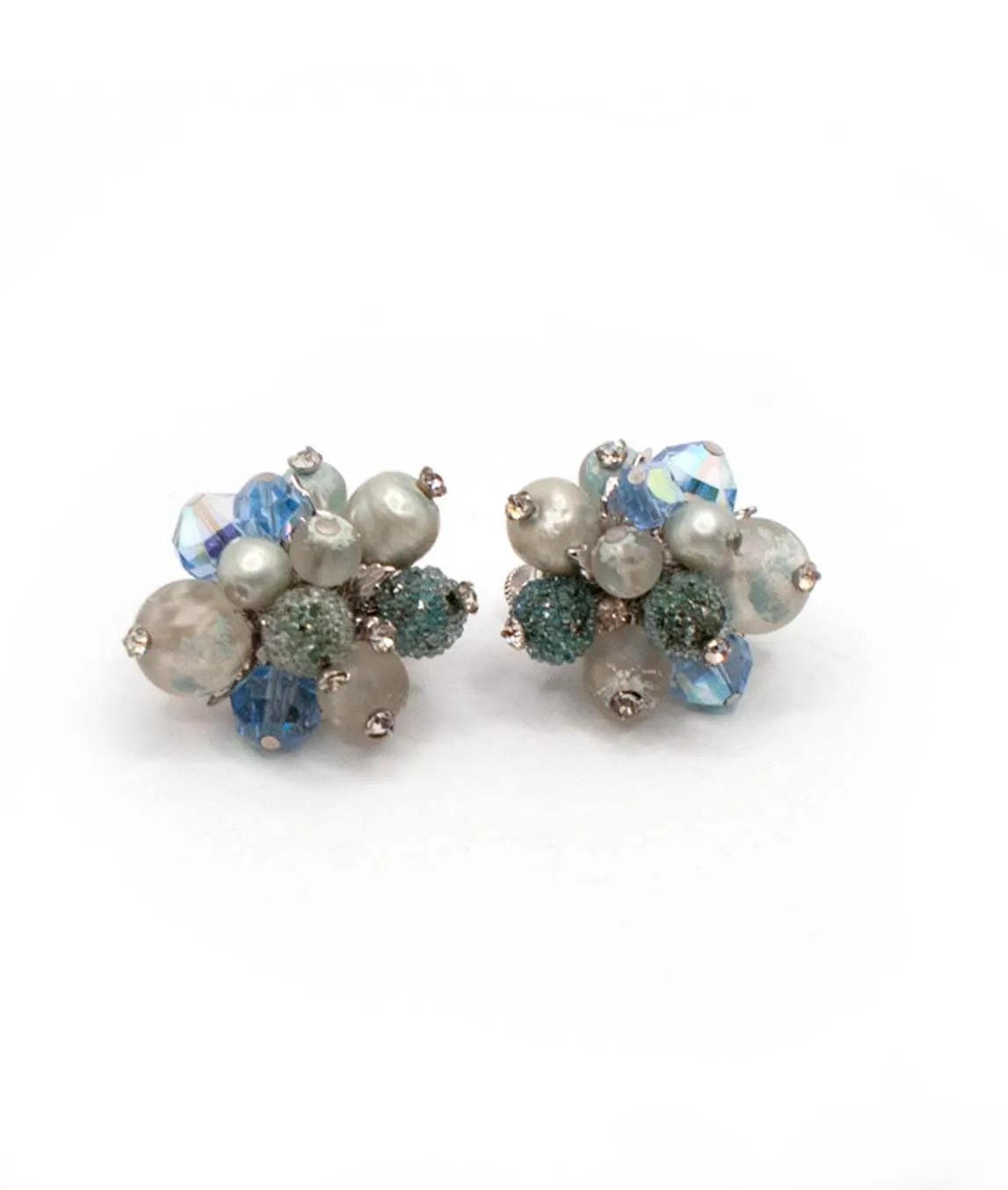 Vendôme Earrings blue green and white beads
