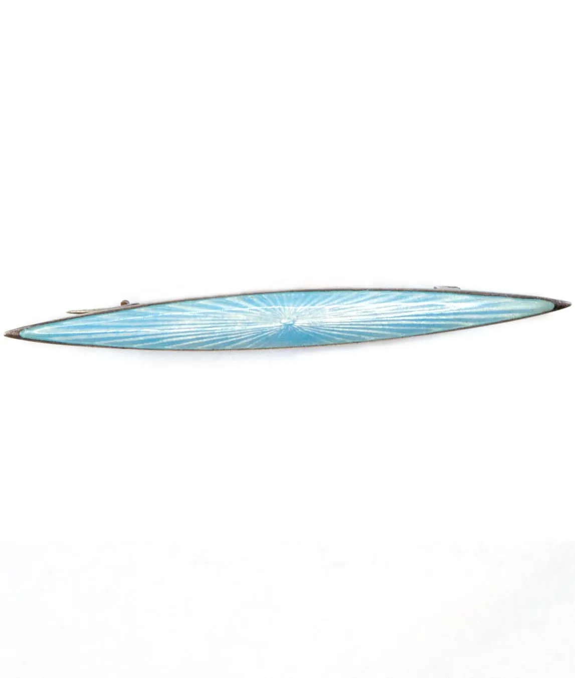 Light blue enamel on silver antique bar brooch by Marius Hammer