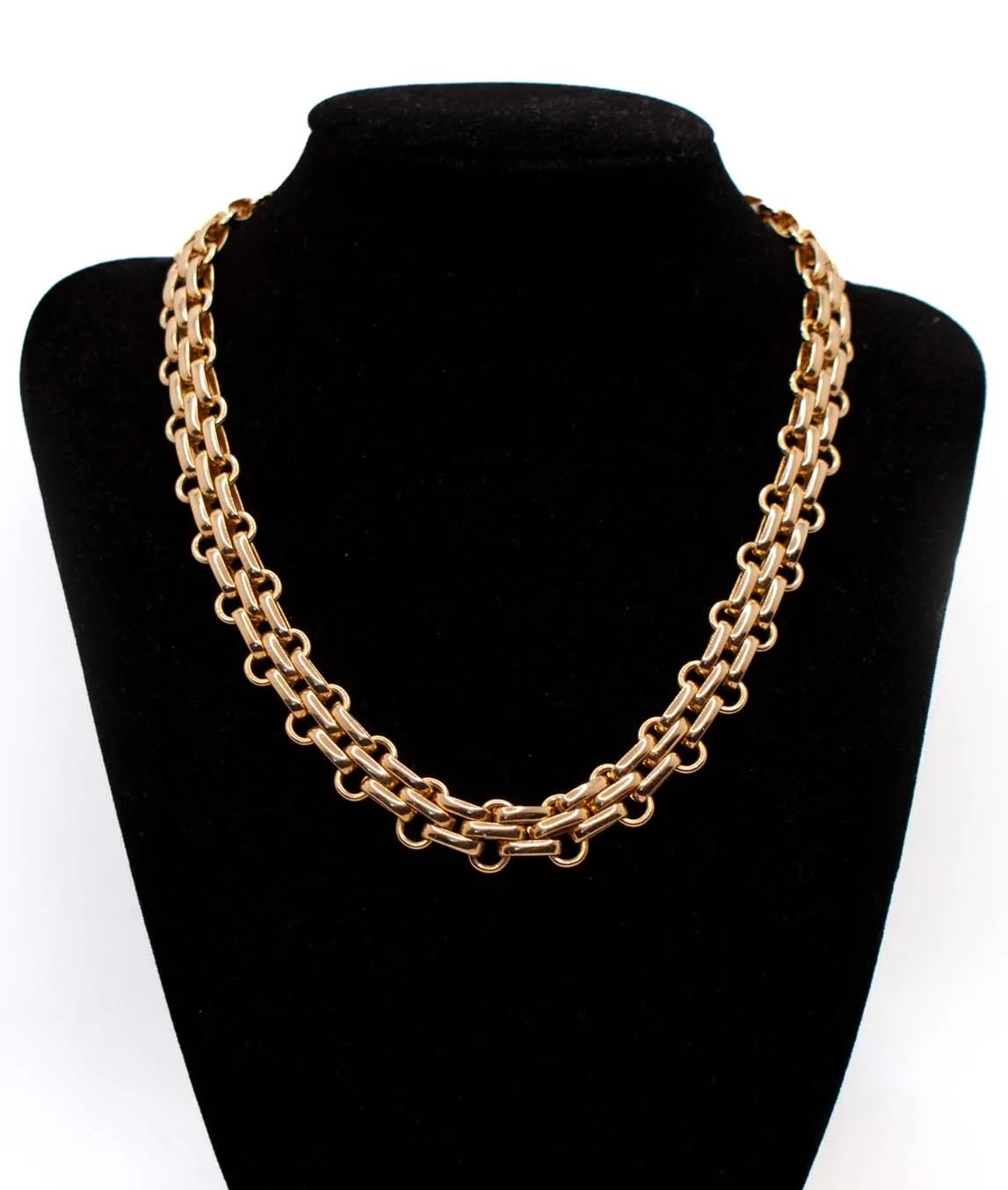 Christian Dior Metal Rhinestone Gold Necklace Choker | Chairish