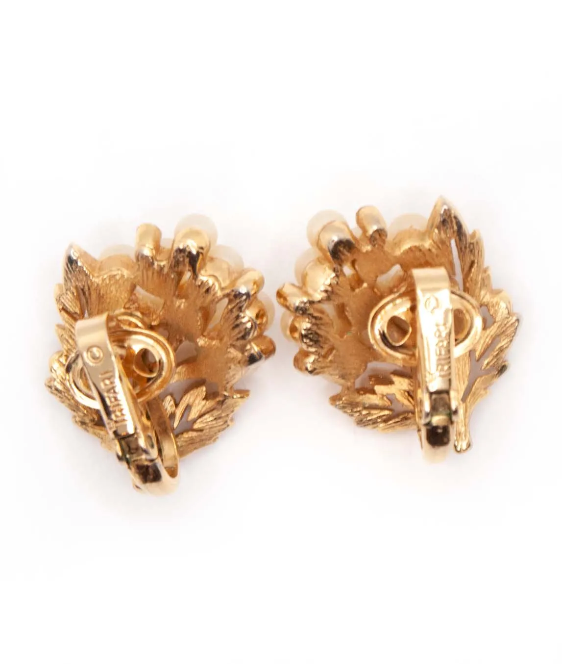 Back of Crown Trifari clip-on earrings gold plated