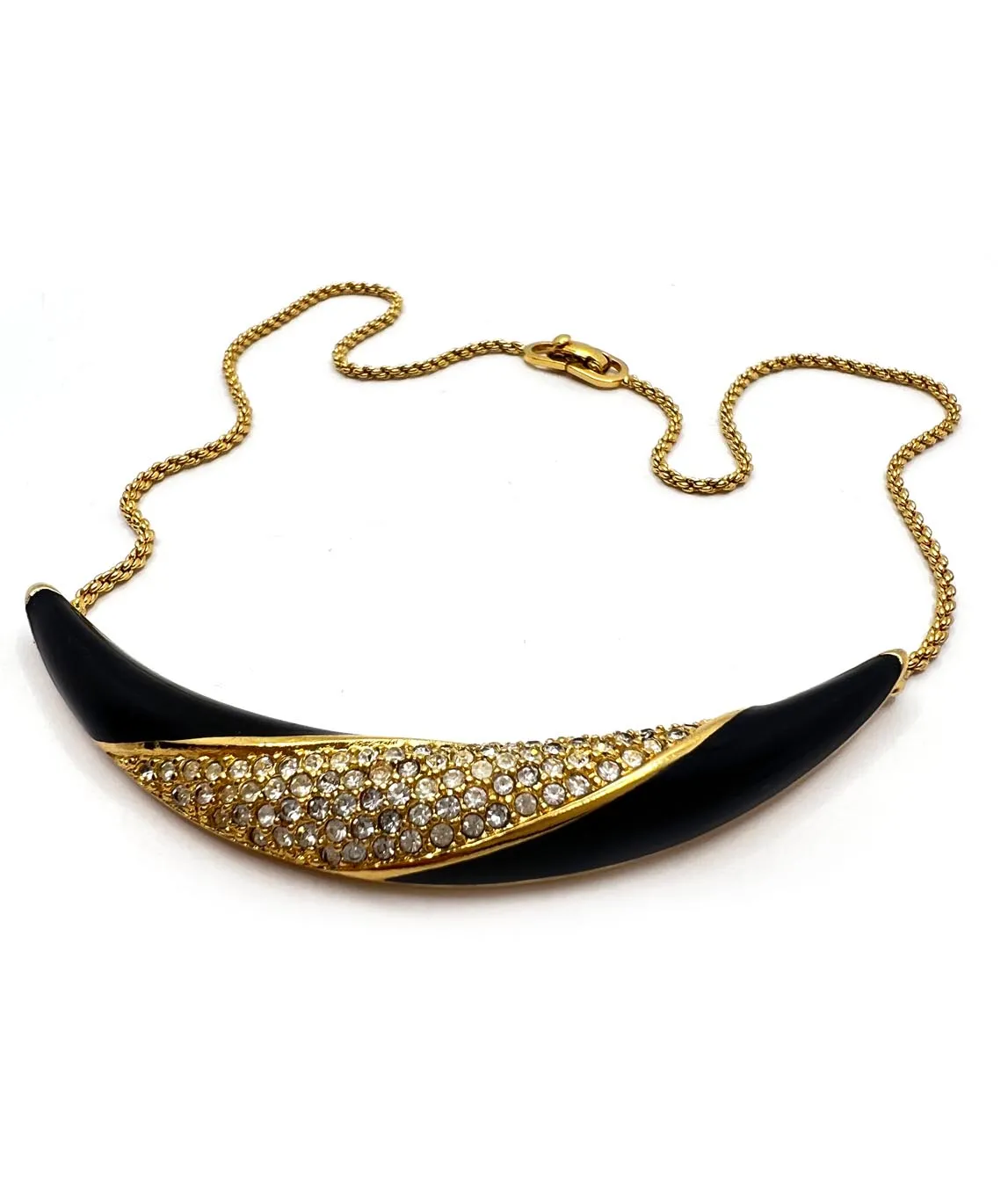 Black enamel and rhinestone necklace from Christian Dior