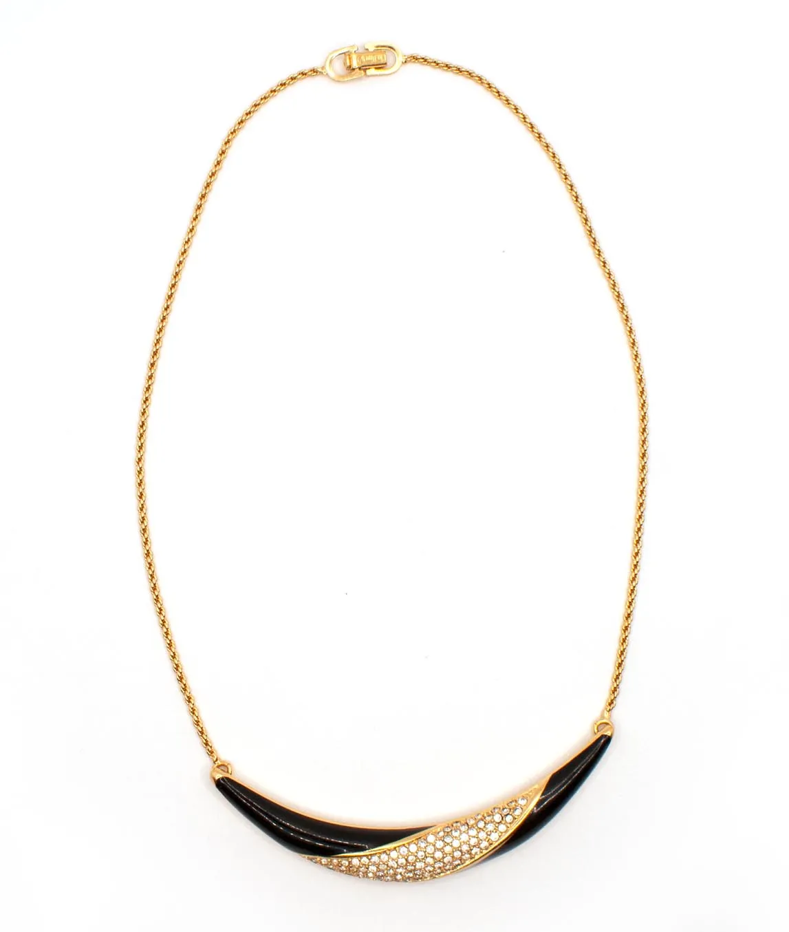 Black enamel and rhinestone necklace from Christian Dior