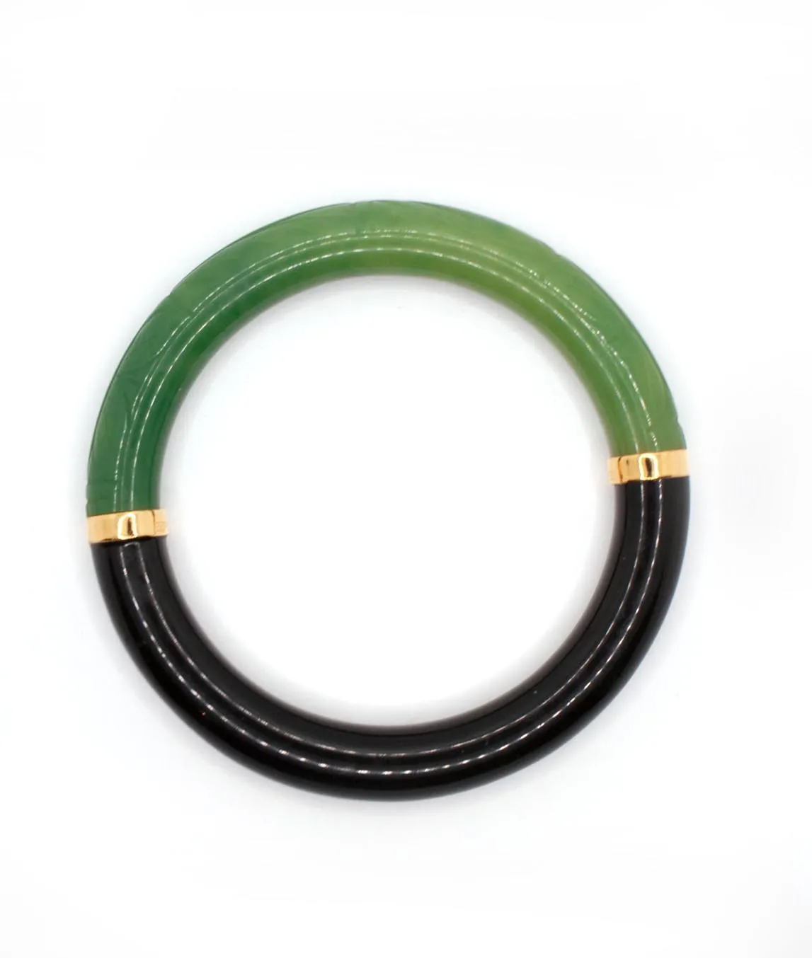 Givenchy green and black bangle with gold joins top view