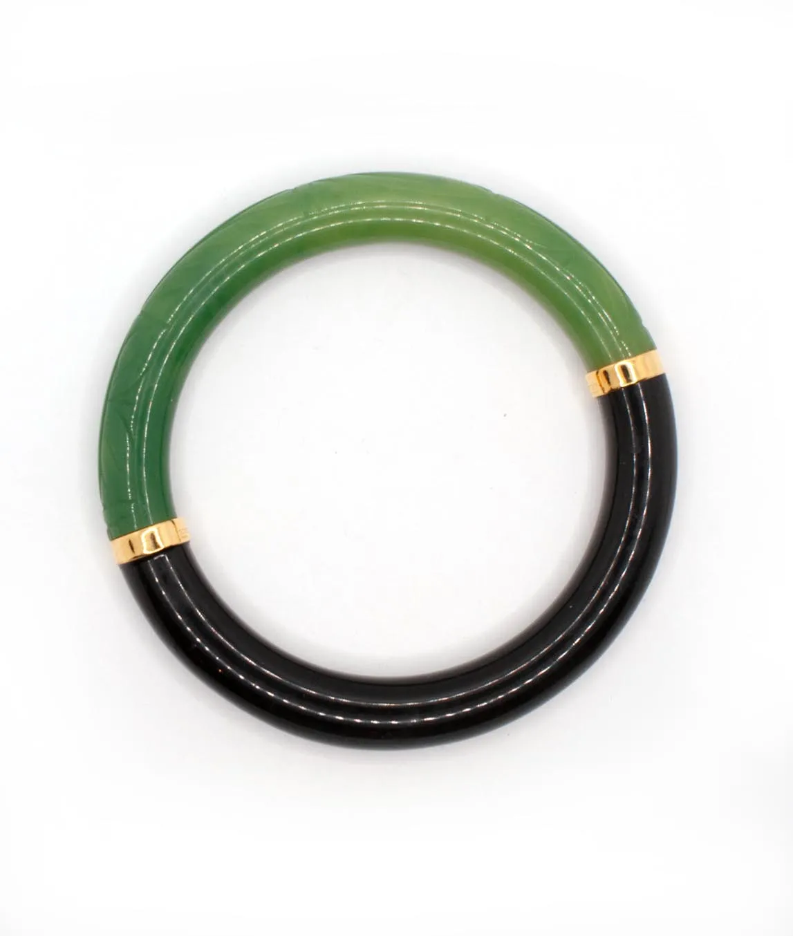 Vintage Givenchy green and black bangle with gold joins 