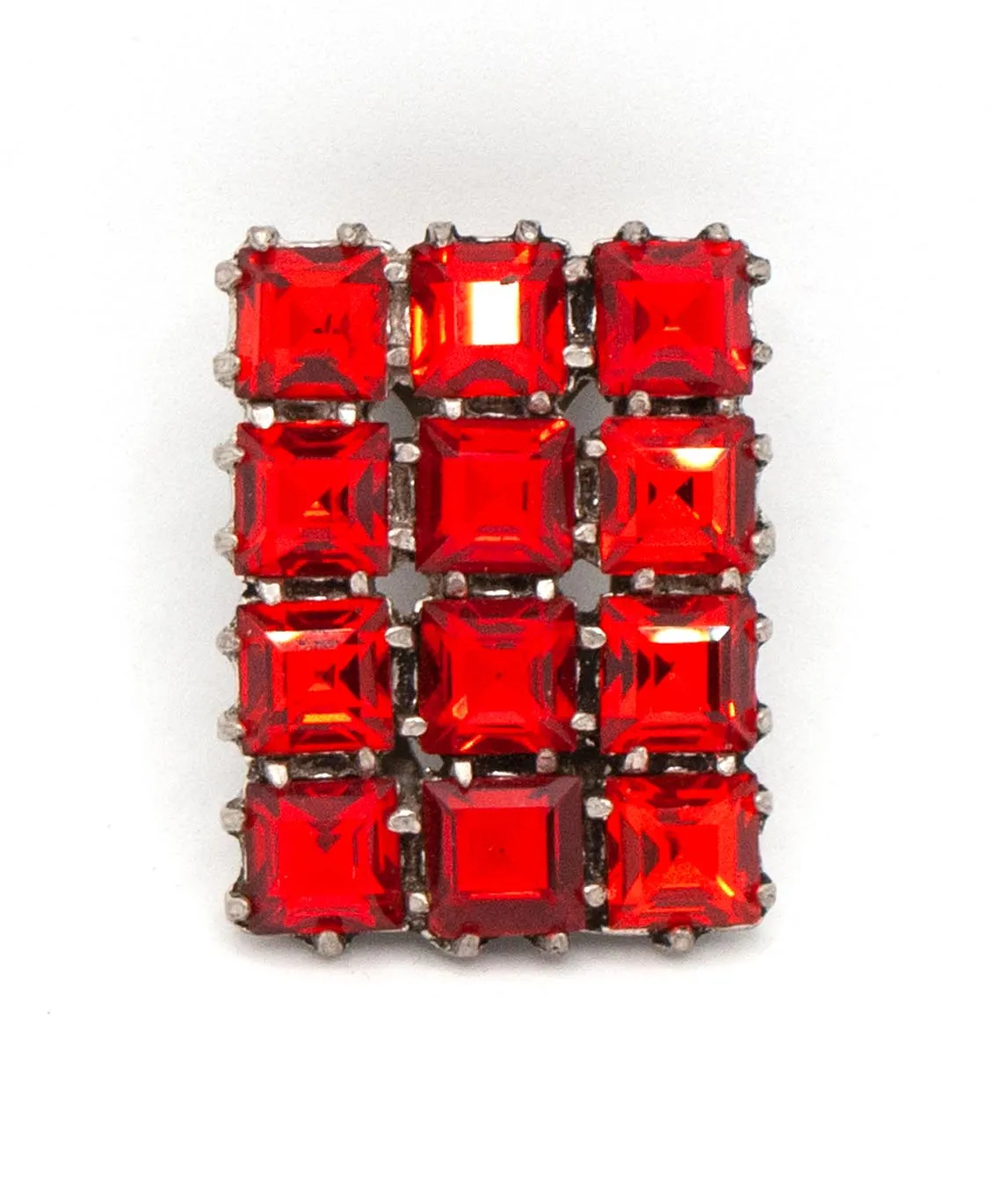 Red rectangular dress clip with square pastes