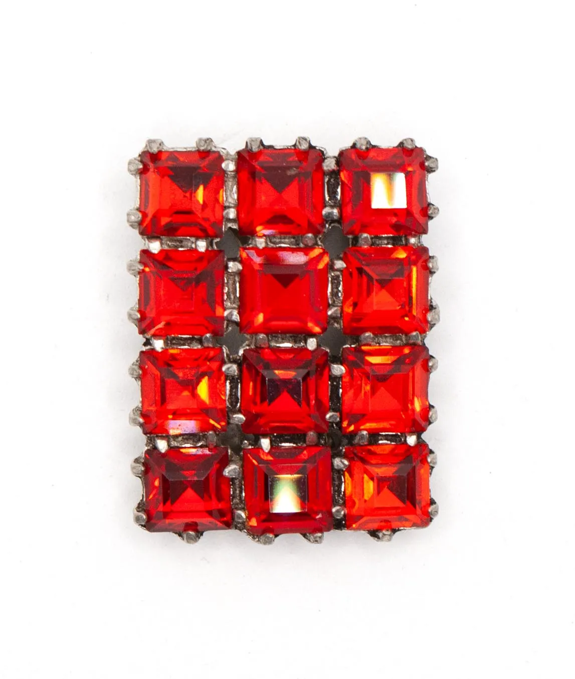 Rectangular dress clip with bright red square crystals