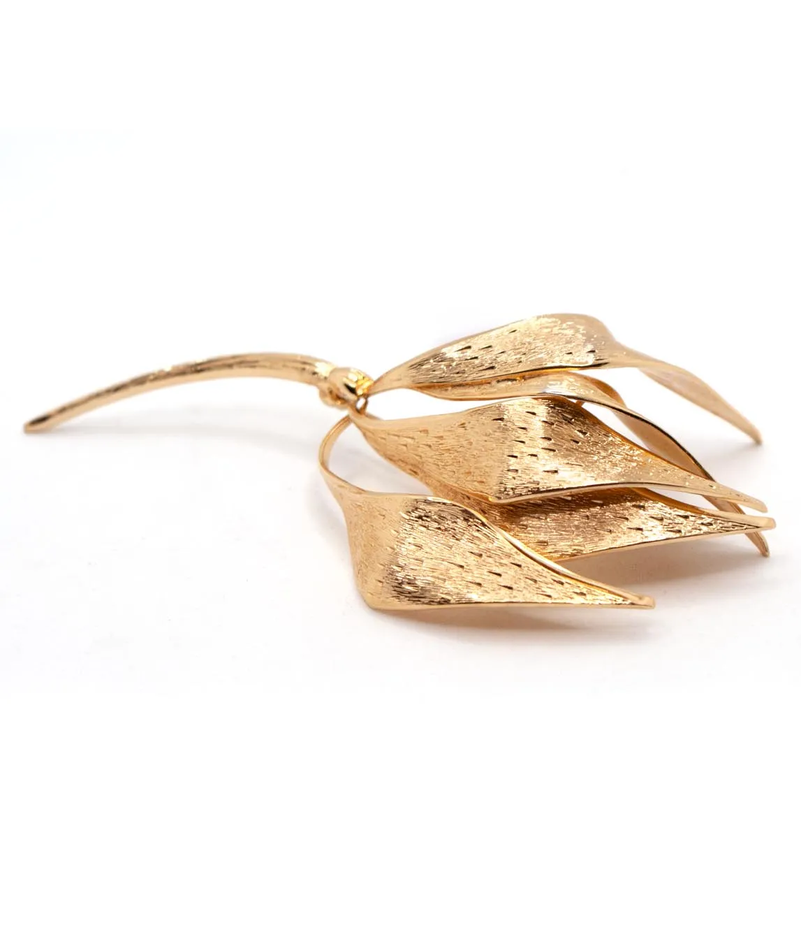 Gold-plated multi-leaf brooch by Henkel and Grosse with textured metal leaves