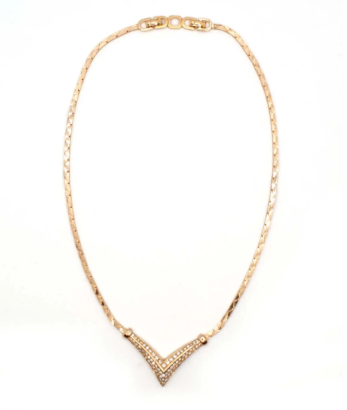 Vintage 1980s Christian Dior gold-tone chain with rhinestone v decoration