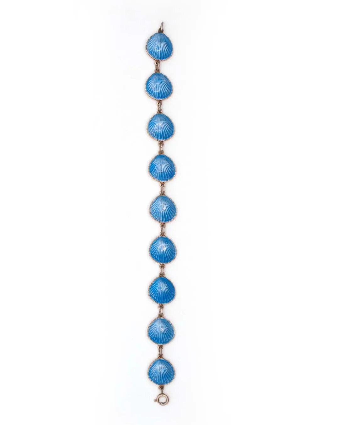 Blue enamel shell bracelet by Elvik & Co top view