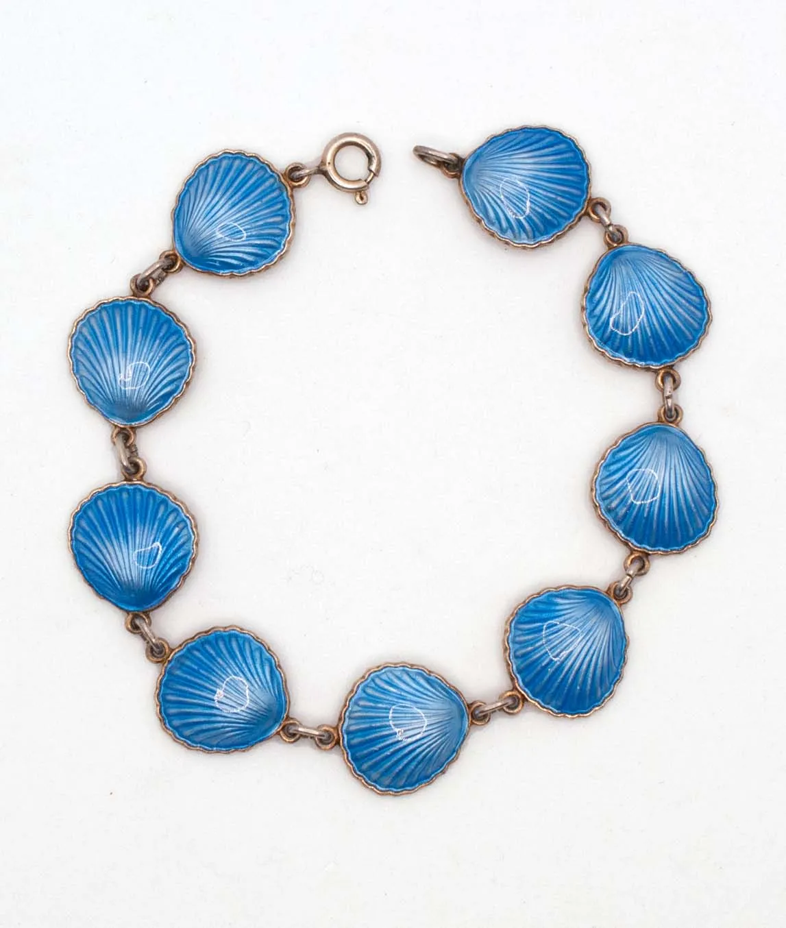 Blue enamel shell bracelet by Nils Elvik