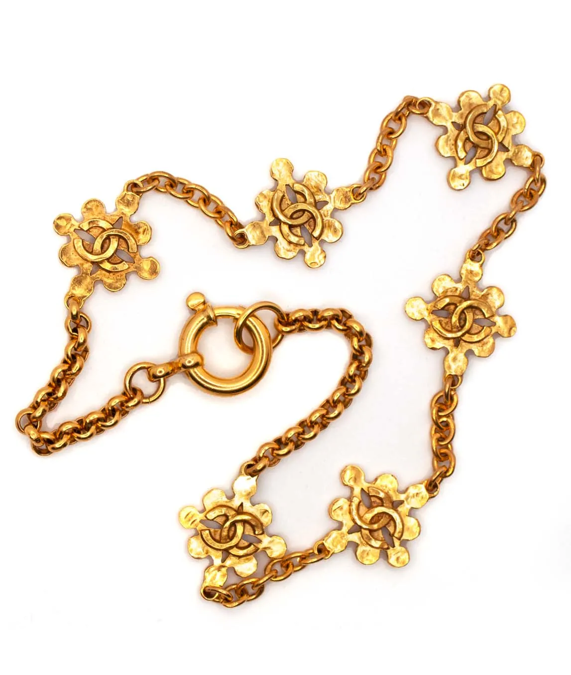 Chanel six medallion vintage chain necklace with jumbo clasp