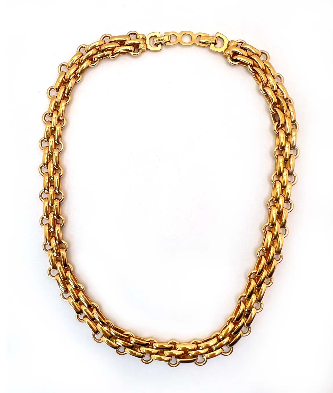 Vintage Christian Dior Fancy Link gold plated Chain Necklace