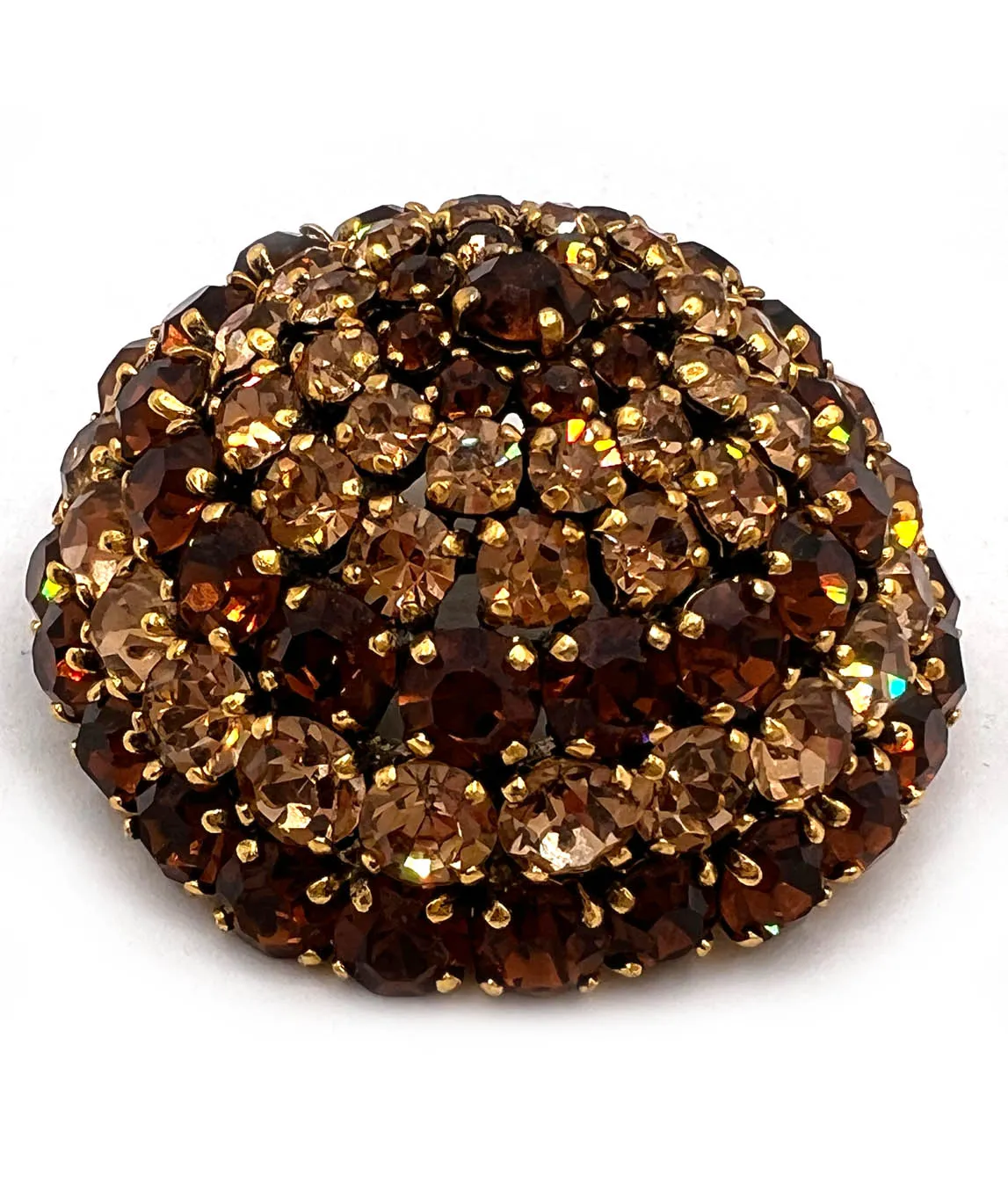 Vintage Christian Dior Dome Brooch 1963 brown and champagne
