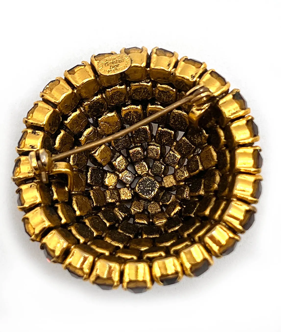 Vintage Christian Dior Dome Brooch 1963 gold plated backing