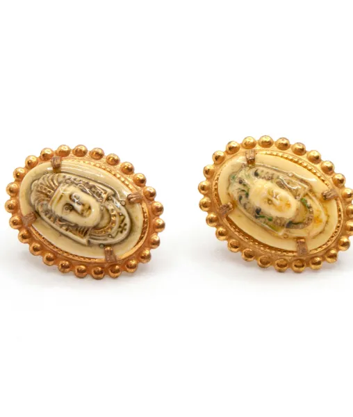 Miriam Haskell Egyptian Clip Earrings