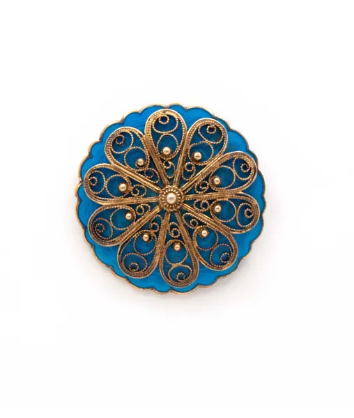 Midcentury Blue Enamel Brooch by Ivar T Holth
