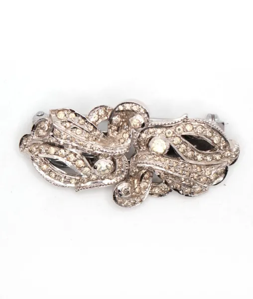 Hand set Art Deco Double Dress Clip Brooch