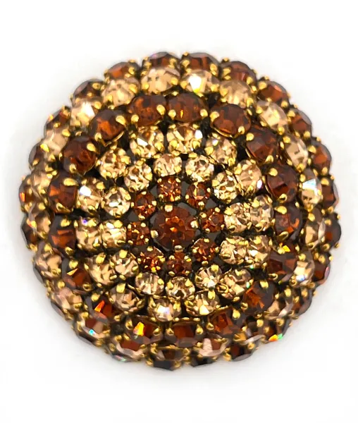 Christian Dior 1963 Two Tone Brown Crystal Dome Brooch