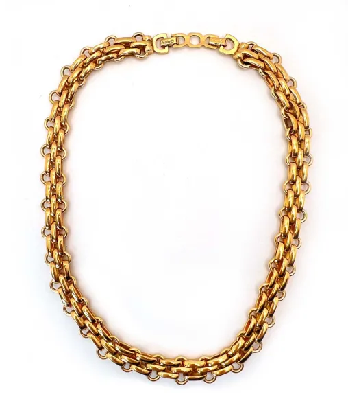 Vintage Christian Dior Fancy Link Chunky Chain Necklace