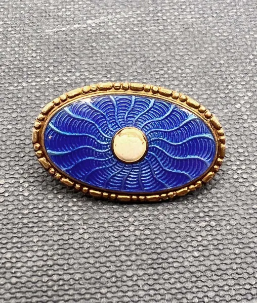 Antique Marius Hammer Blue Enamel Oval Brooch