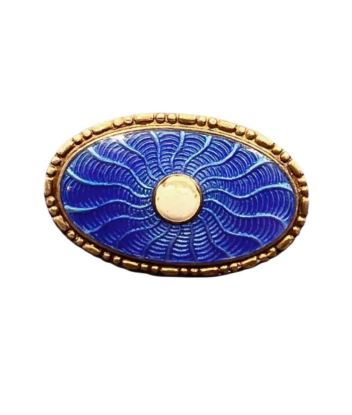 Antique Marius Hammer Blue Enamel Oval Brooch