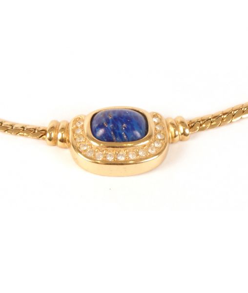 1980s Vintage Christian Dior Faux Lapis Lazuli Necklace