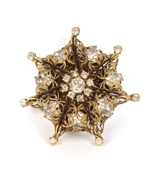 Kramer Filigree Crystal Brooch