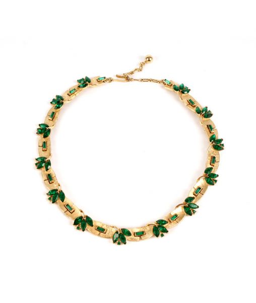 Trifari Gold and Emerald Coloured Necklace