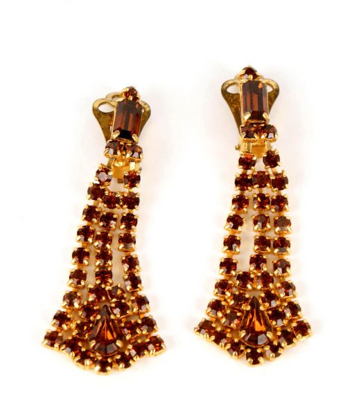 Vintage 1950s Topaz Crystal Dangle Earrings