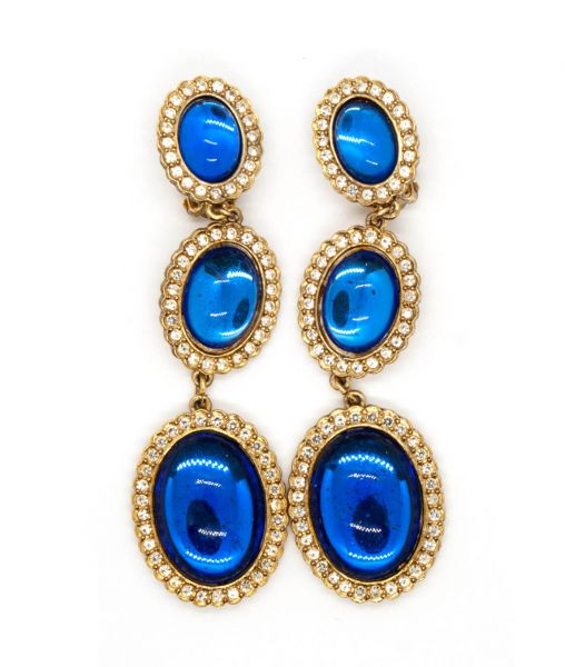 Butler & Wilson Blue Shoulder Duster Earrings