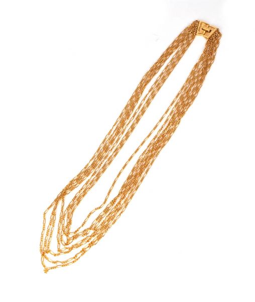 Crown Trifari Figaro Link Multi-Strand Chain Necklace
