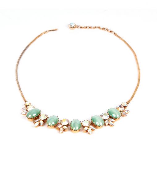 Schoffel Green and Crystal Necklace