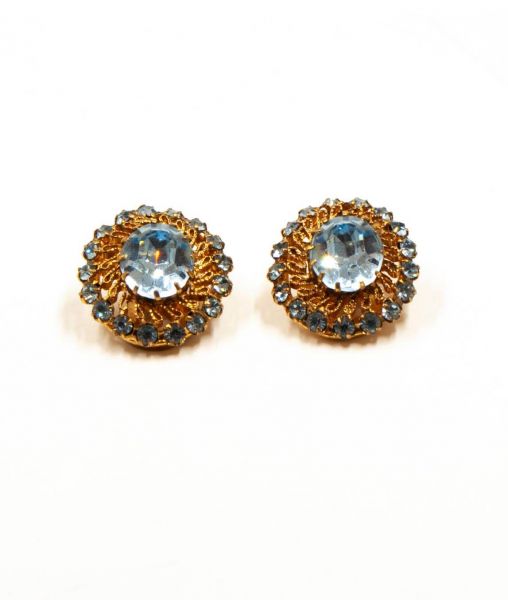 Vintage Austria Blue Crystal Clip-on Earrings