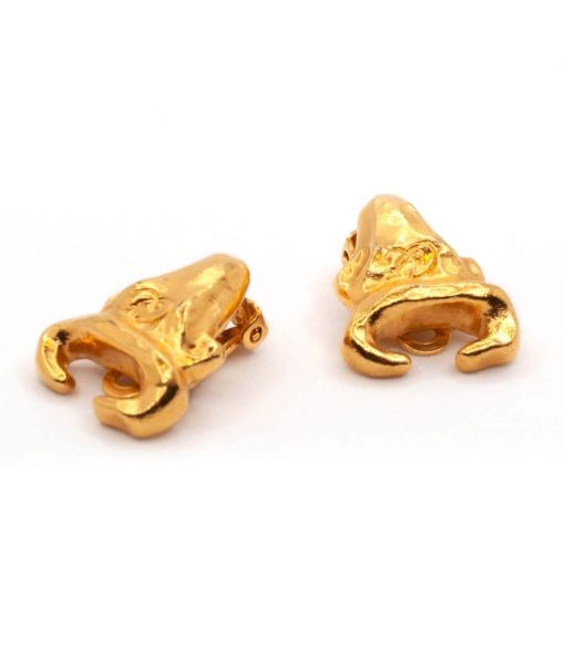 Gold plated Christian Lacroix bull earrings with horns