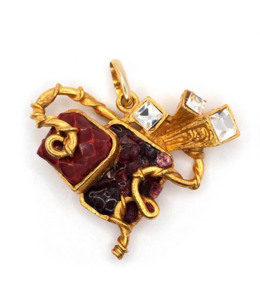 Christian Lacroix heart pendant with snakeskin and crystals