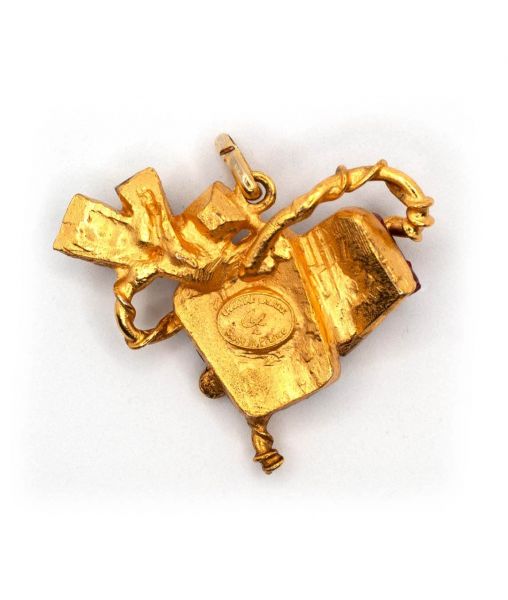 Back of Christian Lacroix heart pendant showing signature