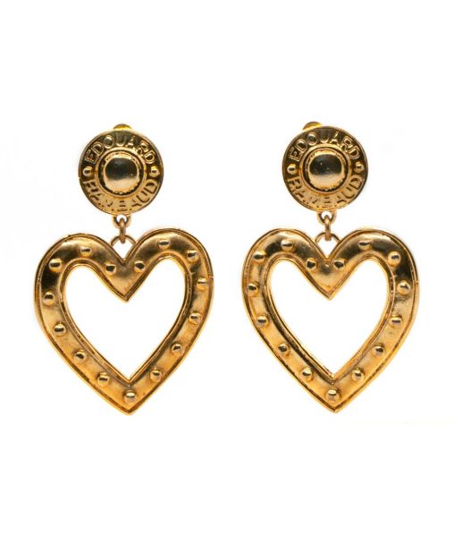 Oversize Vintage Rambaud Heart Cut-Out Earrings 1980s