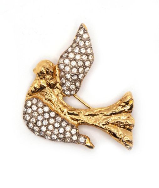 YSL Vintage 1980s Dove Bird Brooch