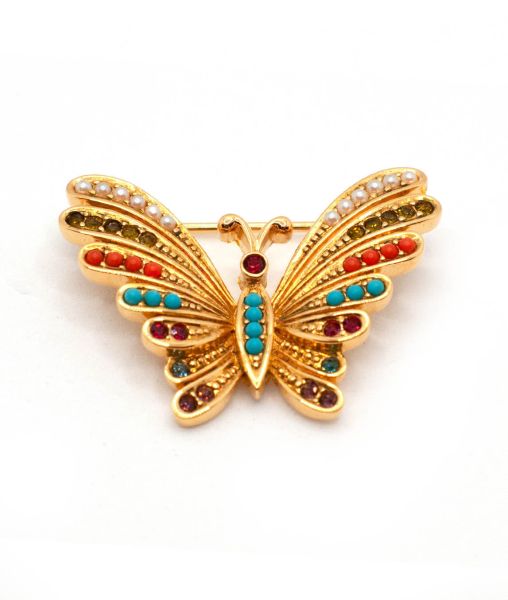 Vintage D'Orlan Multicolour Butterfly Brooch