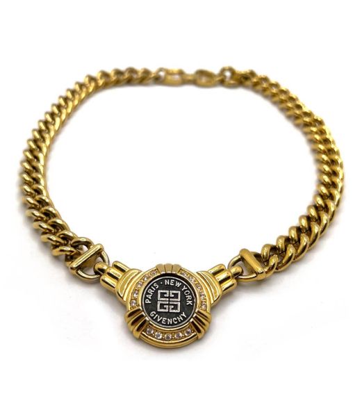 Givenchy 4G Logo Medallion Gold Curb Chain Necklace