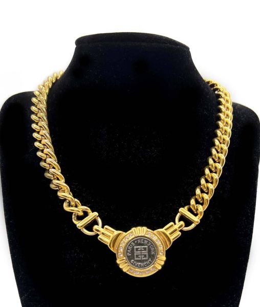 1980s Givenchy curb chain with logo coin detail