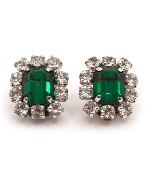 Dior 1960s Green Cluster Clip Earrings