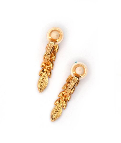 D'Orlan gold plated dangle clip on earrings back view