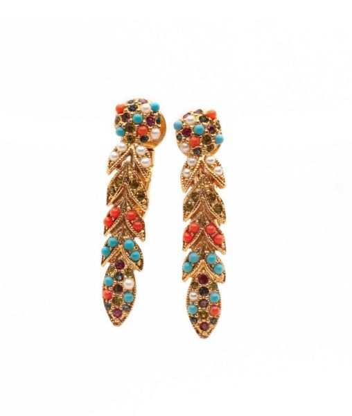 D'Orlan multicolour dangle gold plated earrings